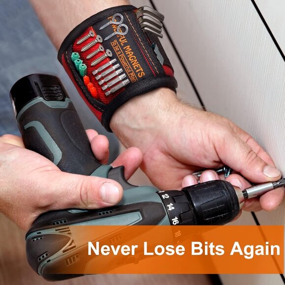 HIGHEVER Tool Belt Man Red Magnetic Wristband Perfect Holding Screws Nails - Picture 5 of 8